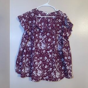 Fun 2 Fun - Floral Burgundy Top